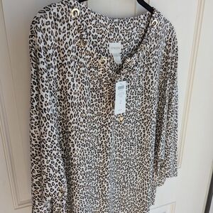 Chico's Animal Print Blouse in Black and Tan